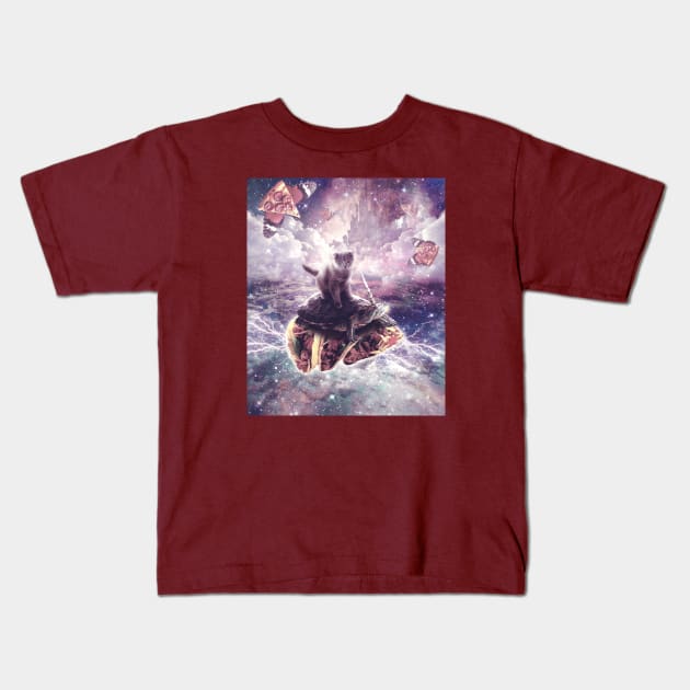 Cat Riding Unicorn Turtle on Taco Kids T-Shirt by Random Galaxy